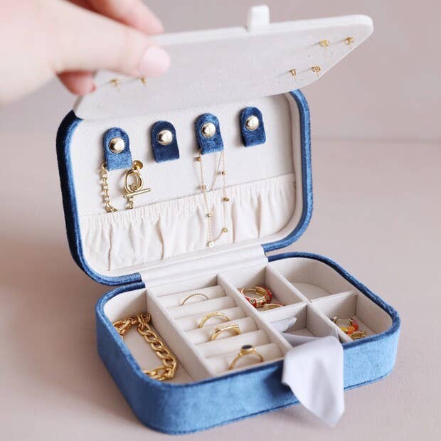 Blue Velvet Jewelry Case