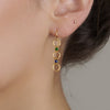 Barcelona Earrings Emerald and Sapphire Cabochon on Model