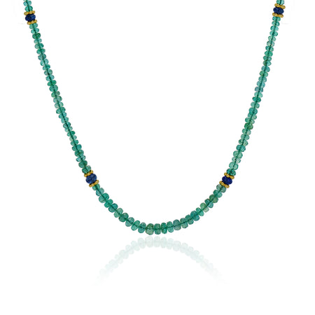 Emerald and Kyanite Necklace with blue emeralds 