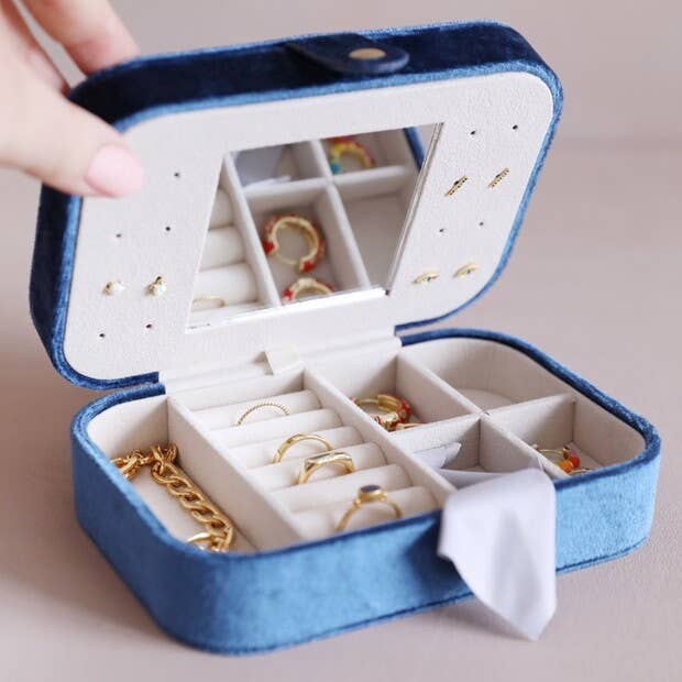 Blue Velvet Jewelry Case