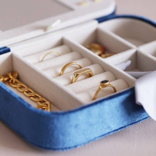 Blue Velvet Jewelry Case