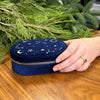 Blue Velvet Stars Jewelry Case with hand