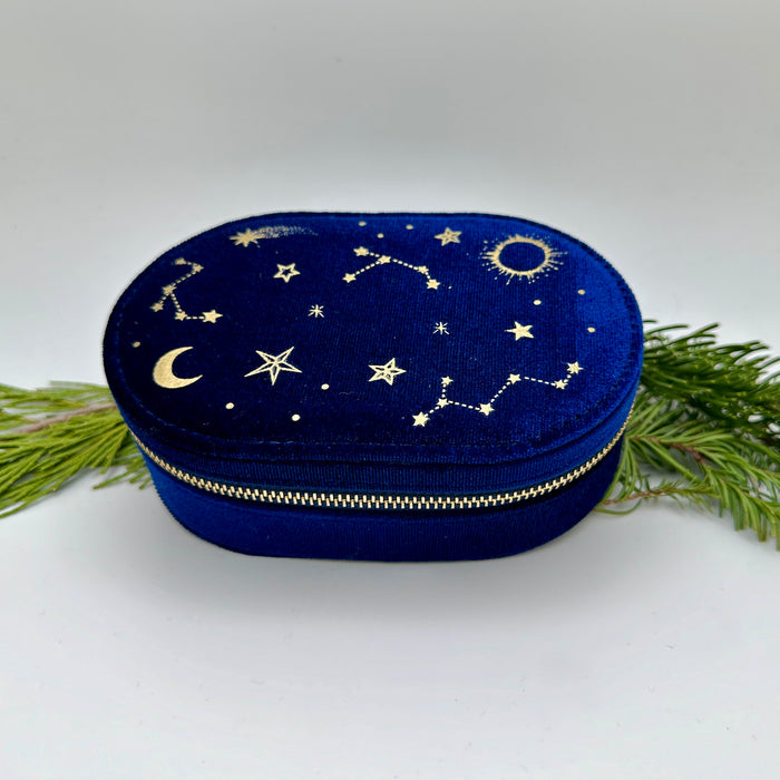 Starry Night Velvet Travel Jewelry Box