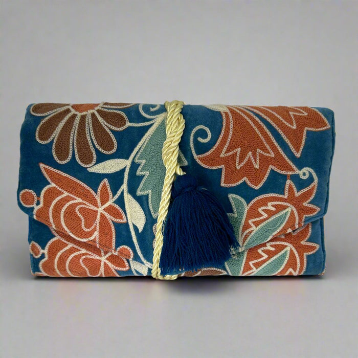 Blue Velvet Envelope Clutch