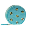 Blue linen Jewelry round case top view